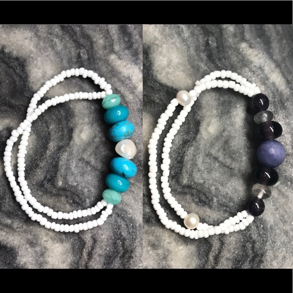 Large Natural Gemstone Bead Bracelets
